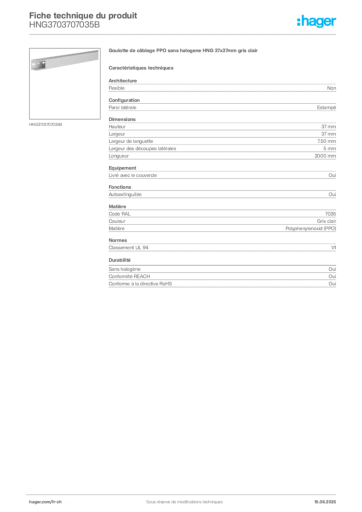 Image Hager Fiche technique du produit HNG3703707035B | Hager Suisse