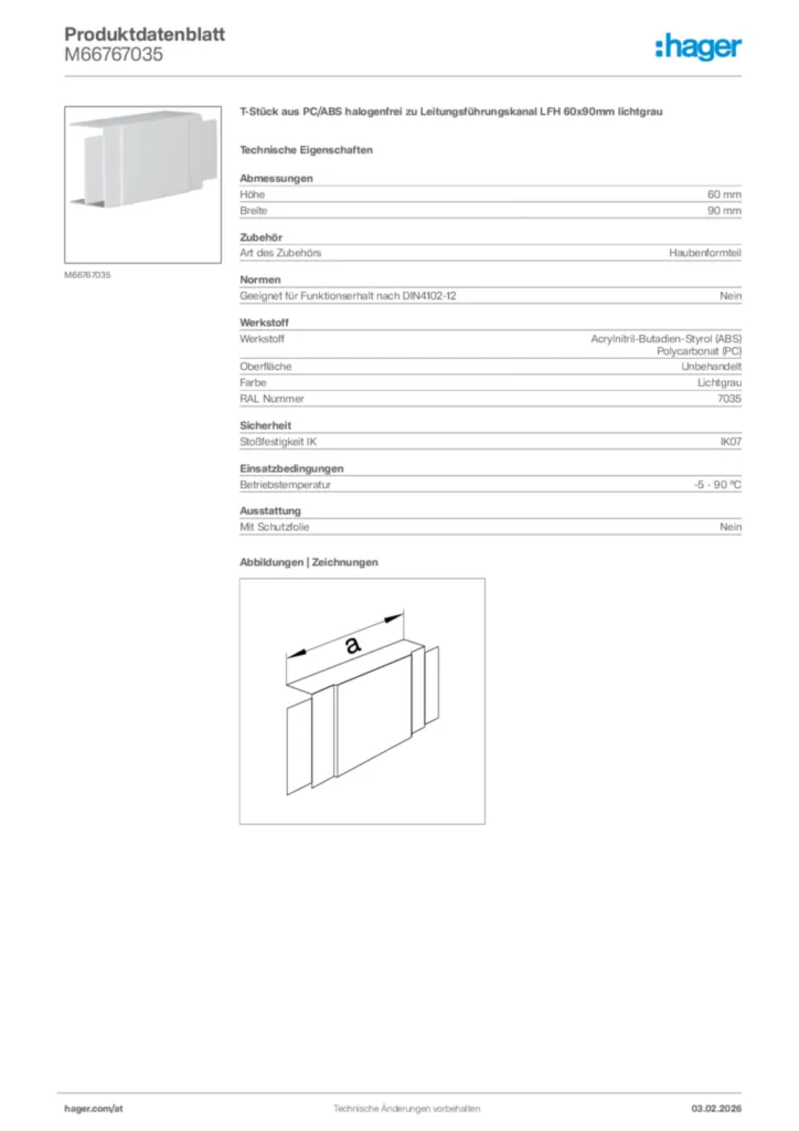 Bild Hager Produktdatenblatt M66767035 | Hager Deutschland
