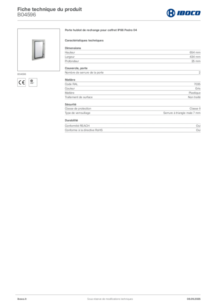 Image Iboco Fiche technique du produit B04596 | Hager France
