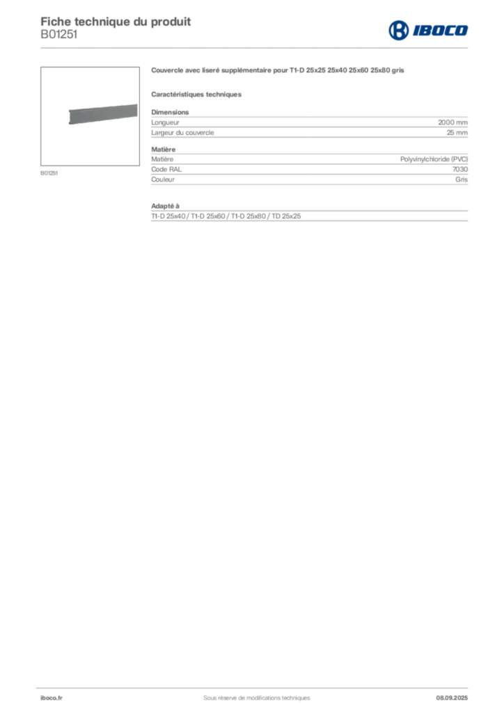 Image Iboco Fiche technique du produit B01251 | Hager France