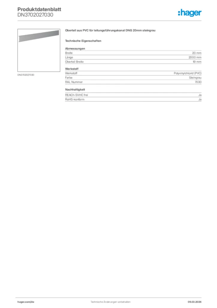 Bild Hager Produktdatenblatt DN3702027030 | Hager Deutschland