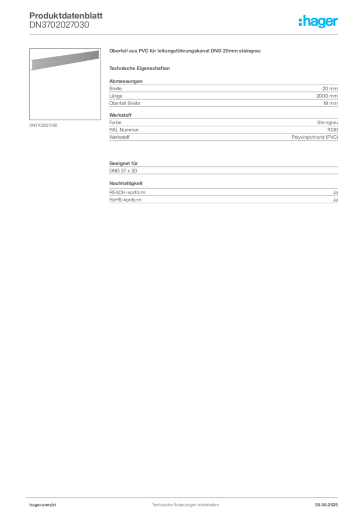 Bild Hager Produktdatenblatt DN3702027030 | Hager Deutschland