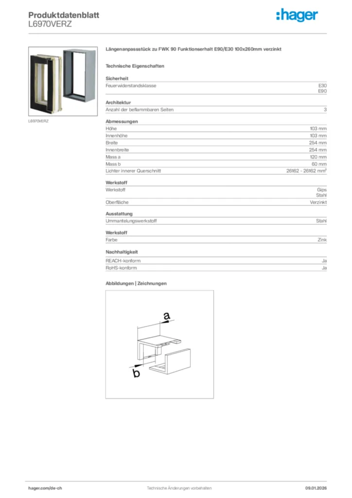 Bild Hager Produktdatenblatt L6970VERZ | Hager Schweiz