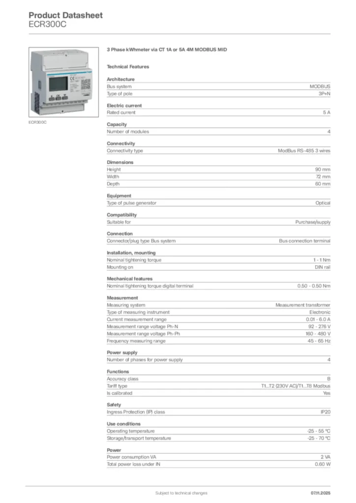 Image Hager Product data sheet ECR300C  | Hager Africa