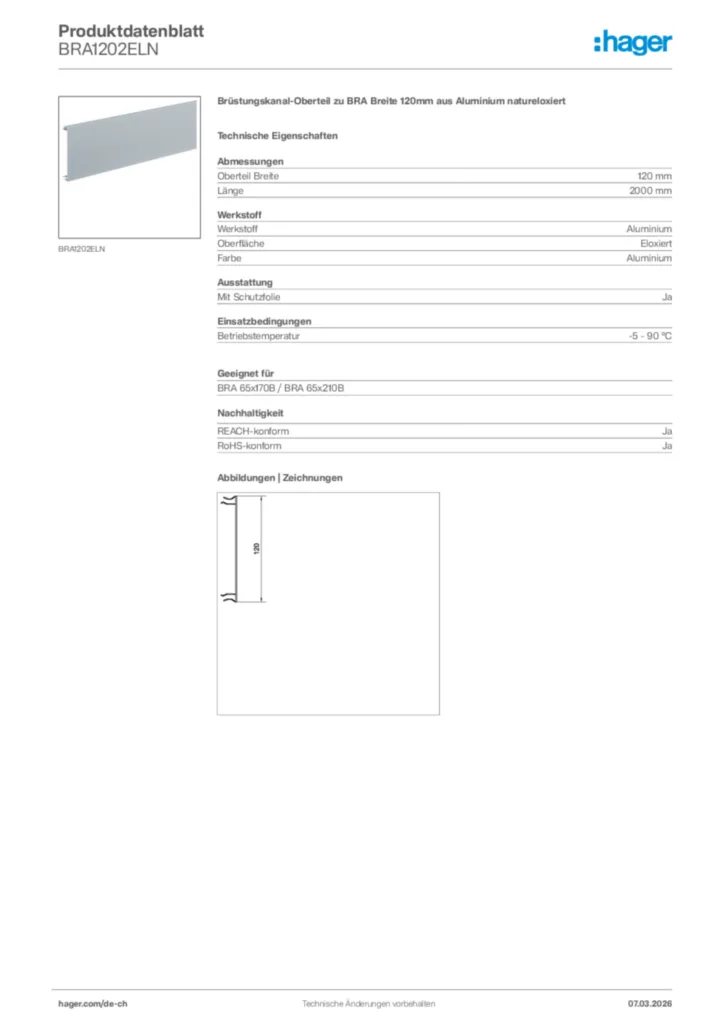 Bild Hager Produktdatenblatt BRA1202ELN | Hager Schweiz