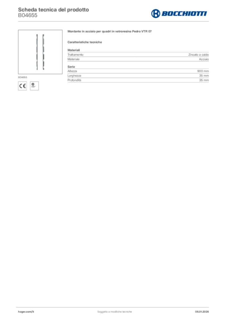 Immagine Bocchiotti Scheda tecnica del prodotto B04655 | Hager Italia