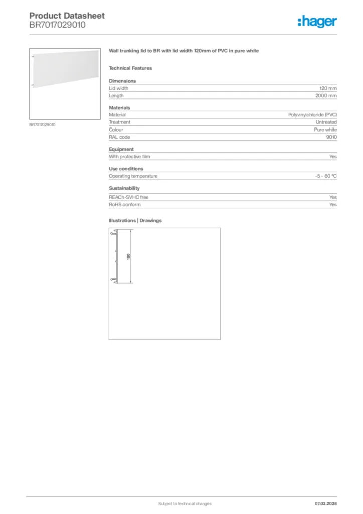 Image Hager Product data sheet BR7017029010  | Hager Africa