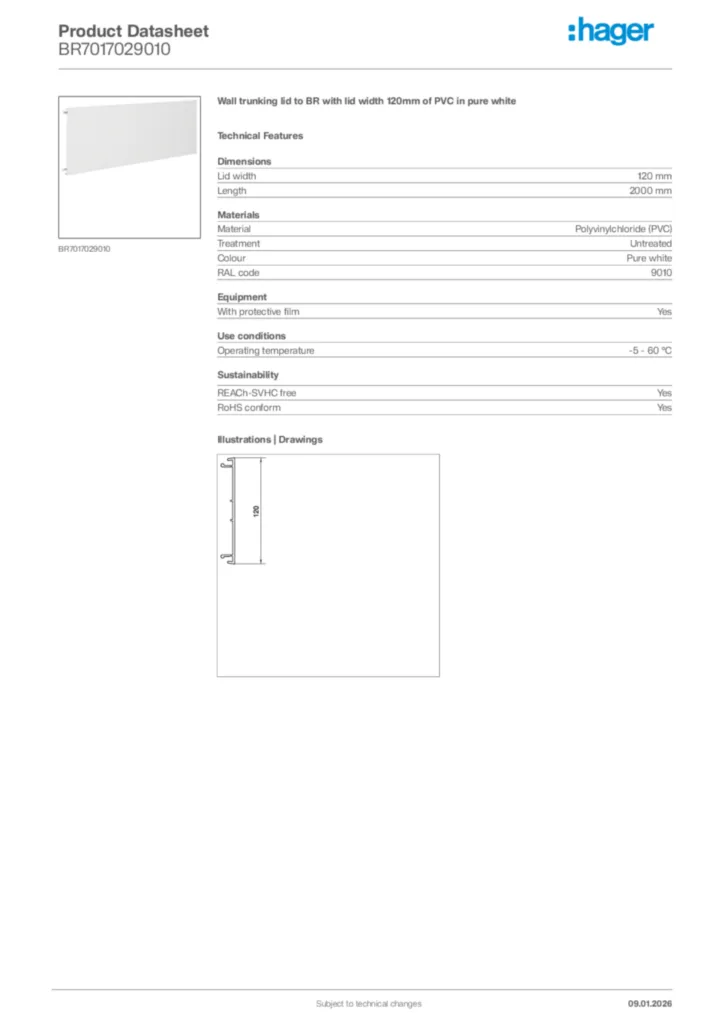 Image Hager Product data sheet BR7017029010  | Hager Africa