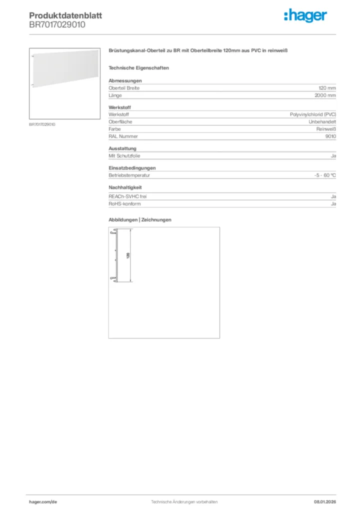 Bild Hager Produktdatenblatt BR7017029010 | Hager Deutschland