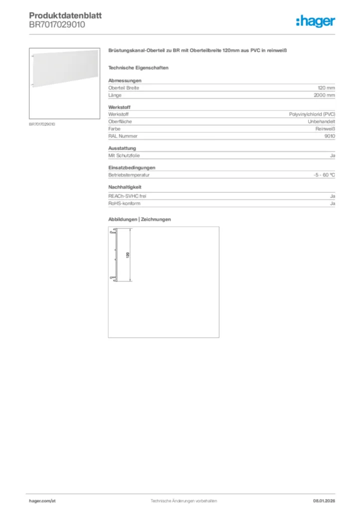 Bild Hager Produktdatenblatt BR7017029010 | Hager Deutschland