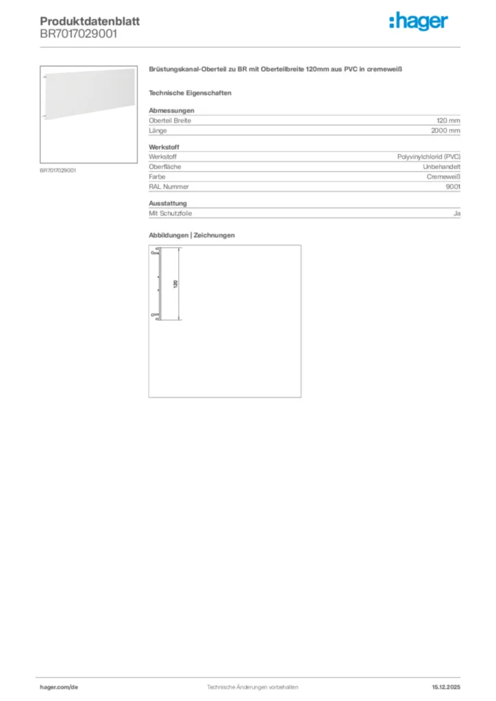 Bild Hager Produktdatenblatt BR7017029001 | Hager Deutschland