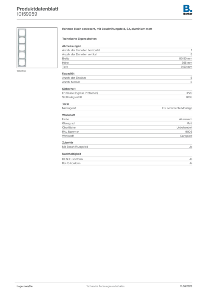 Berker Produktdatenblatt 10159959