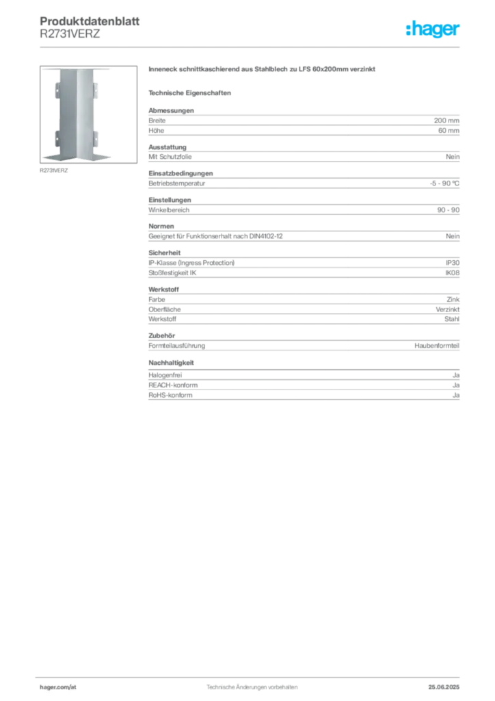 Bild Hager Produktdatenblatt R2731VERZ | Hager Deutschland