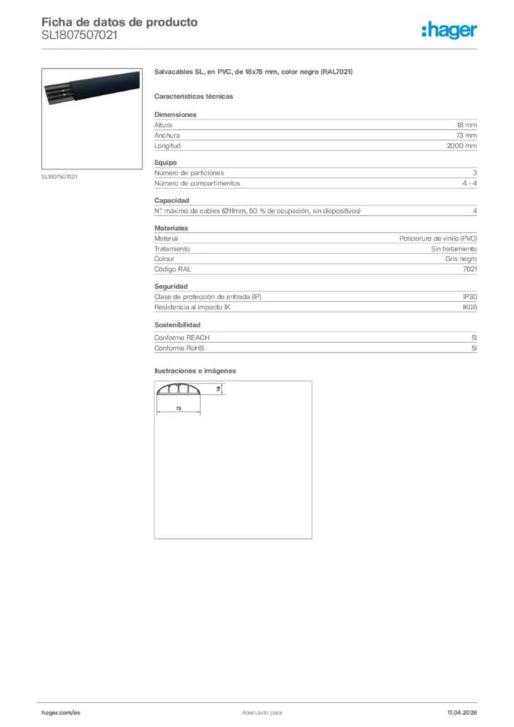 Imagen Hager Ficha de datos de producto SL1807507021 | Hager España