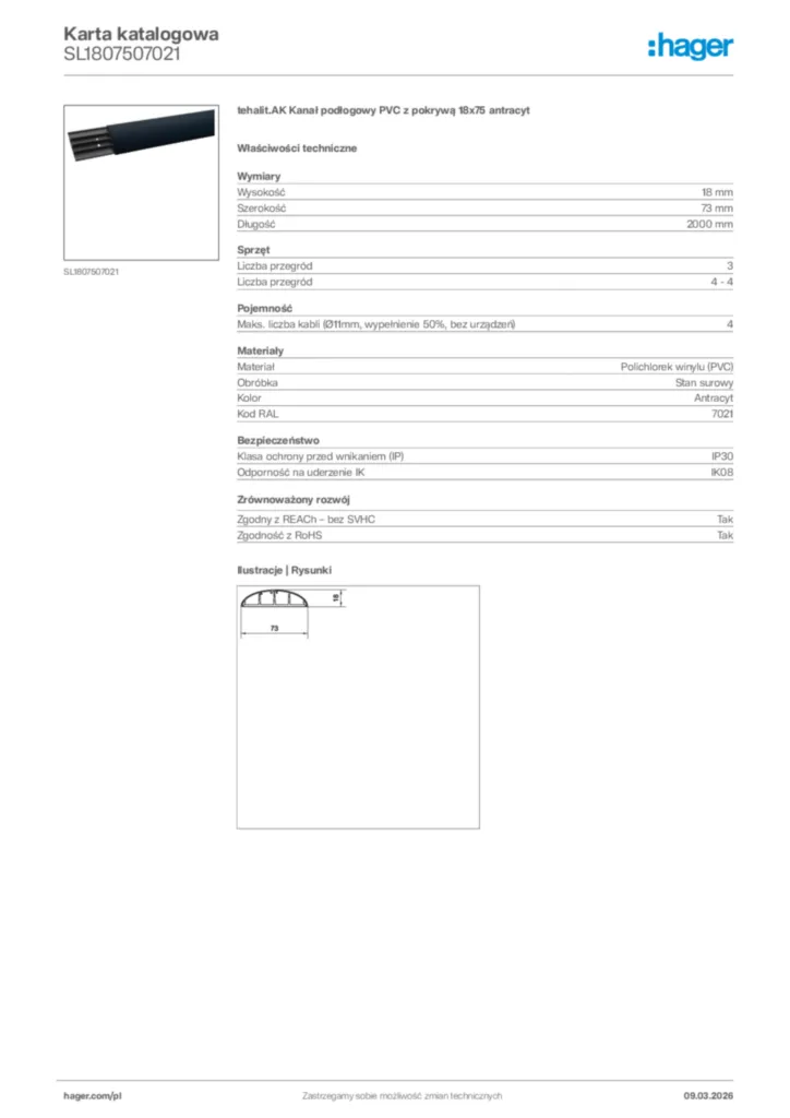 Zdjęcie Hager Karta katalogowa SL1807507021 | Hager Polska