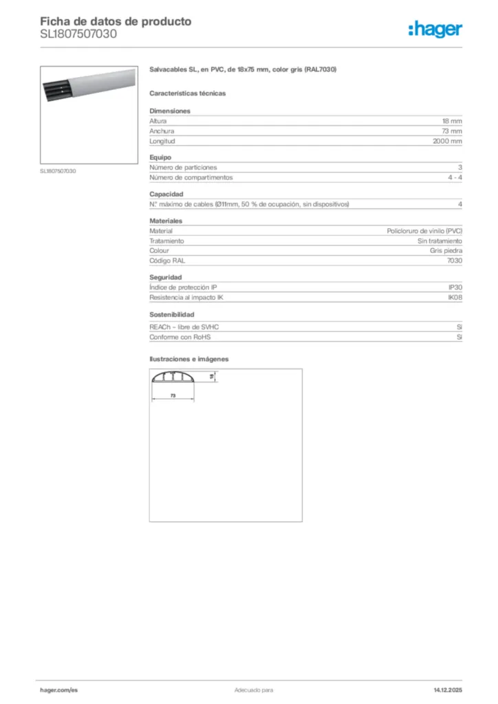 Imagen Hager Ficha de datos de producto SL1807507030 | Hager España