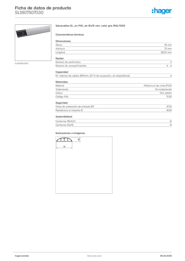 Imagen Hager Ficha de datos de producto SL1807507030 | Hager España