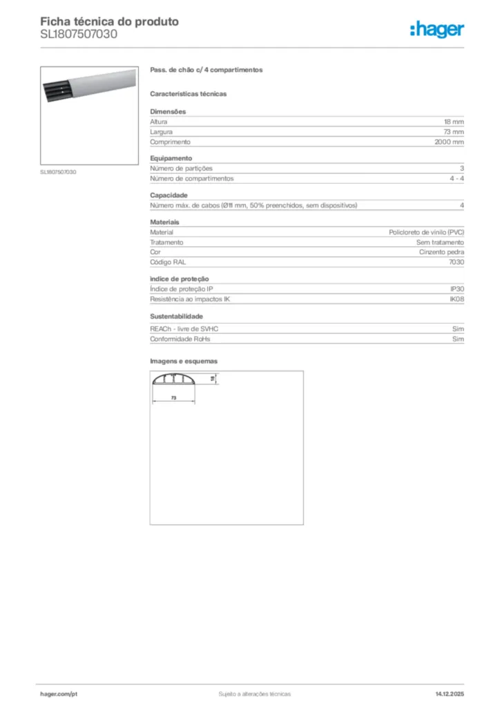 Imagem Hager Ficha técnica do produto SL1807507030 | Hager Portugal