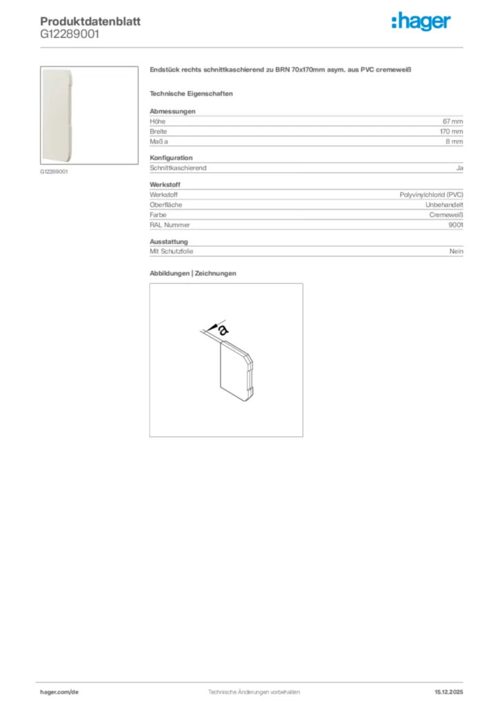 Bild Hager Produktdatenblatt G12289001 | Hager Deutschland