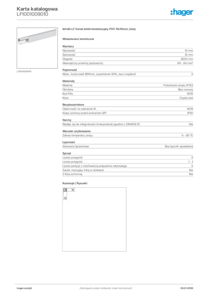 Zdjęcie Hager Karta katalogowa LF1001009010 | Hager Polska