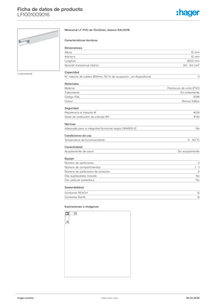 Imagen Hager Ficha de datos de producto LF1001009016 | Hager España