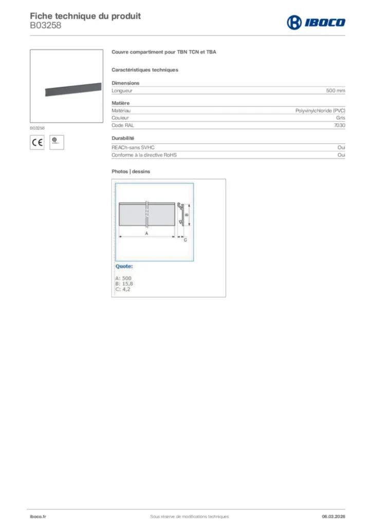 Image Iboco Fiche technique du produit B03258 | Hager France