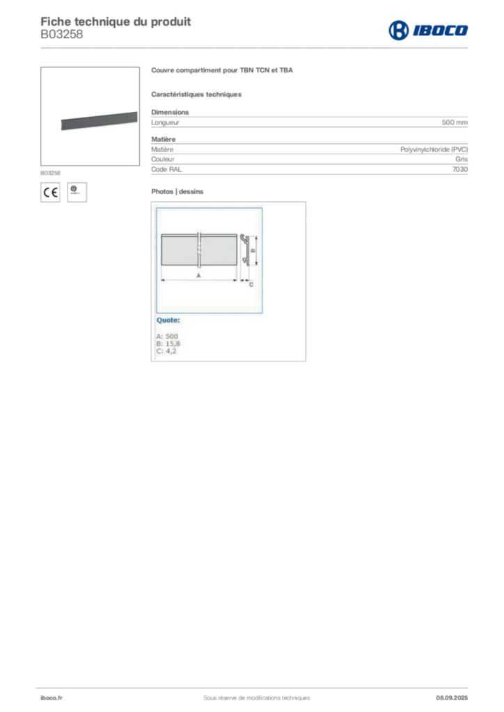Image Iboco Fiche technique du produit B03258 | Hager France