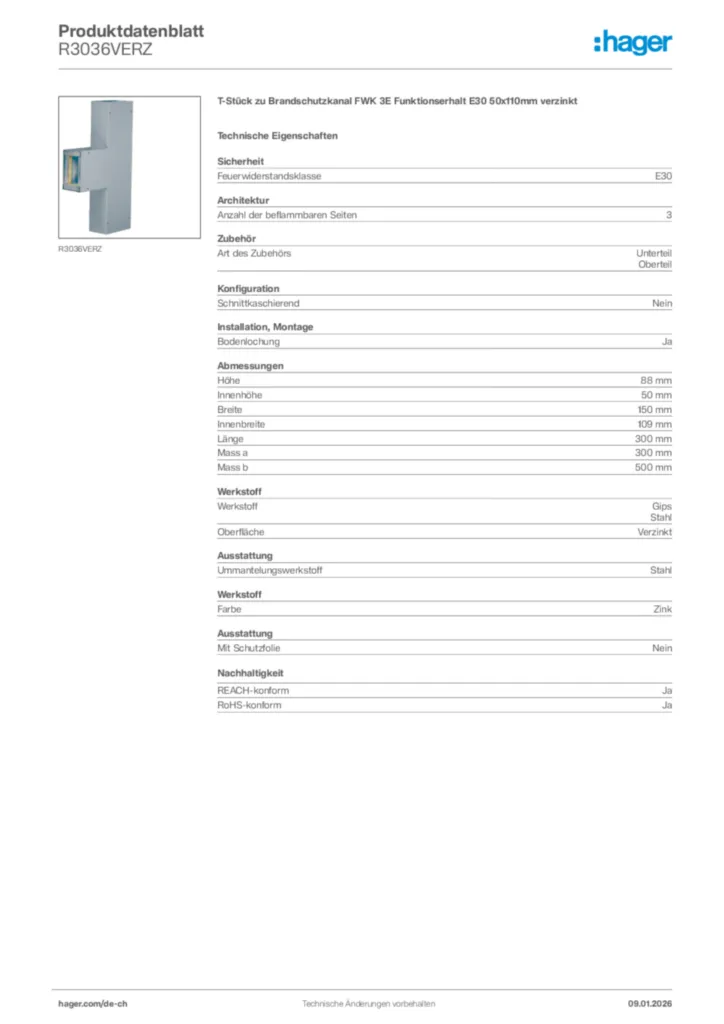 Bild Hager Produktdatenblatt R3036VERZ | Hager Schweiz