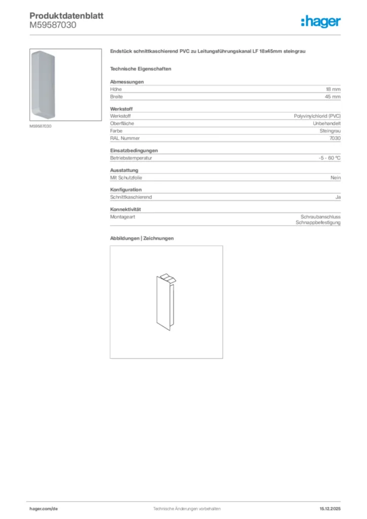 Bild Hager Produktdatenblatt M59587030 | Hager Deutschland