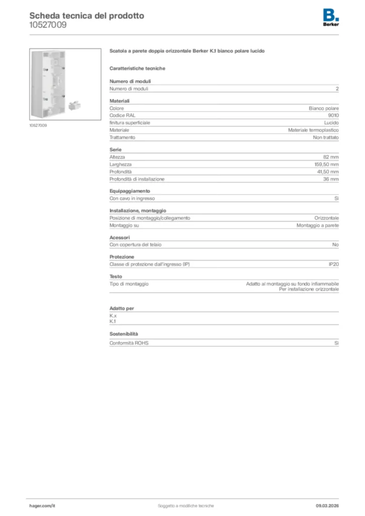 Immagine Berker Scheda tecnica del prodotto 10527009 | Hager Italia