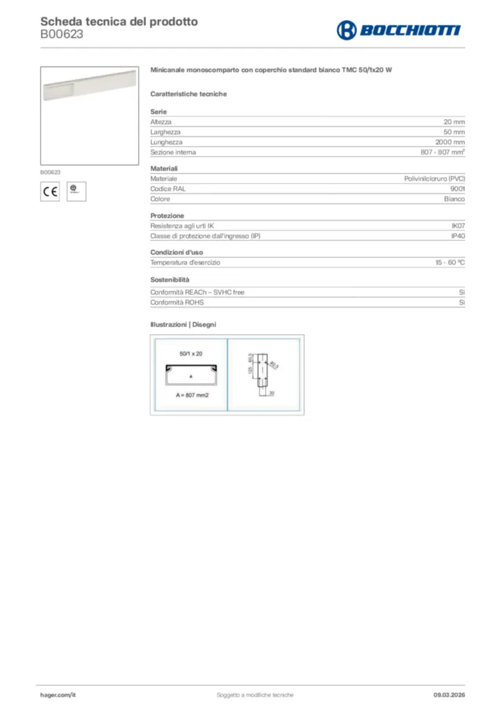Immagine Bocchiotti Scheda tecnica del prodotto B00623 | Hager Italia