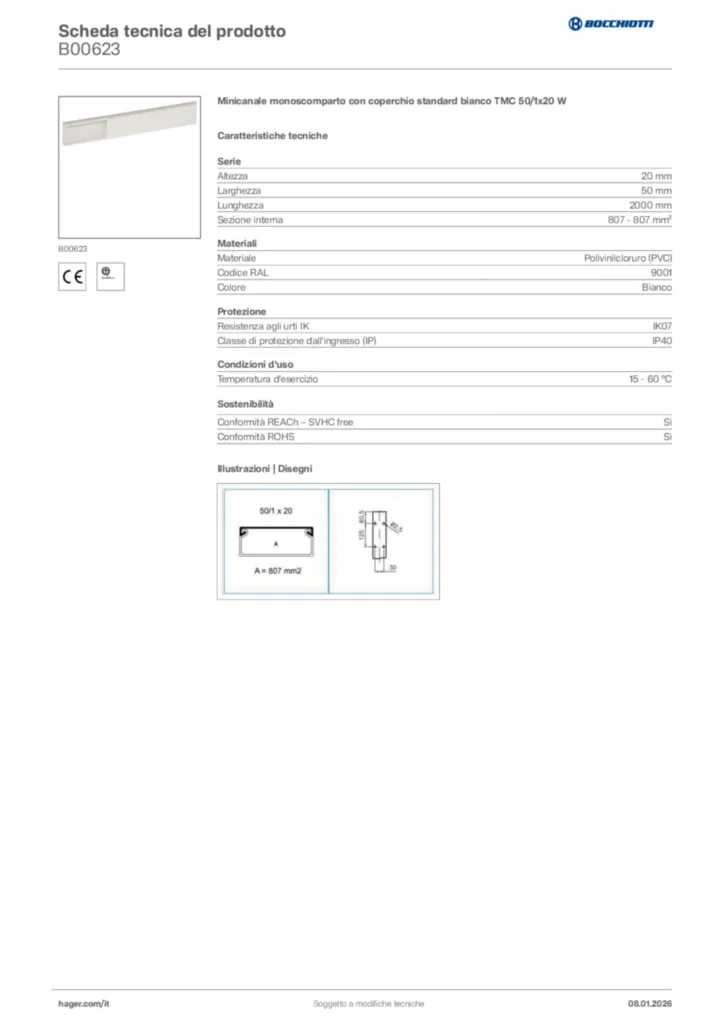 Immagine Bocchiotti Scheda tecnica del prodotto B00623 | Hager Italia