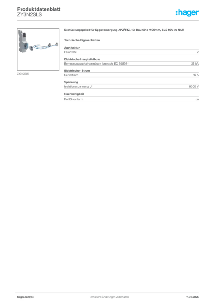Bild Hager Produktdatenblatt ZY3N2SLS | Hager Deutschland