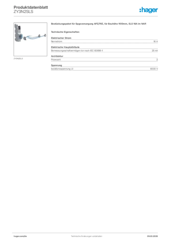 Bild Hager Produktdatenblatt ZY3N2SLS | Hager Deutschland