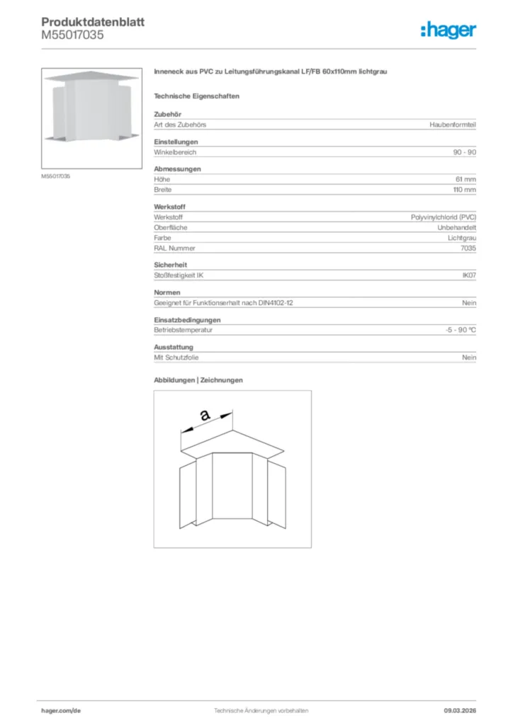 Bild Hager Produktdatenblatt M55017035 | Hager Deutschland