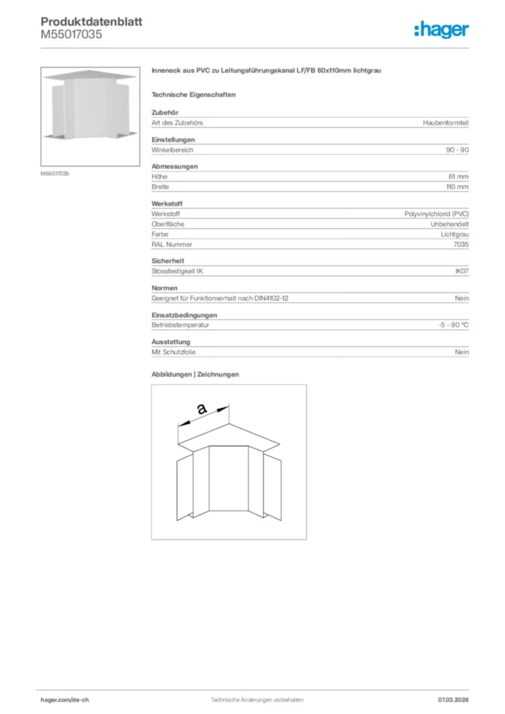 Bild Hager Produktdatenblatt M55017035 | Hager Schweiz