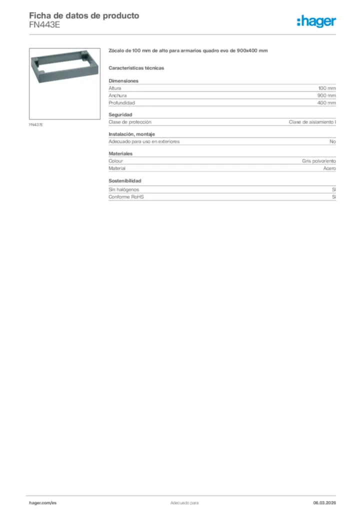 Imagen Hager Ficha de datos de producto FN443E | Hager España