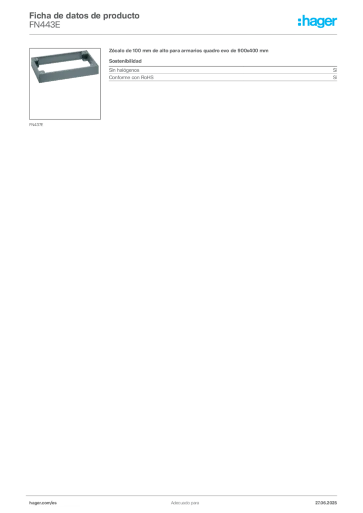 Imagen Hager Ficha de datos de producto FN443E | Hager España