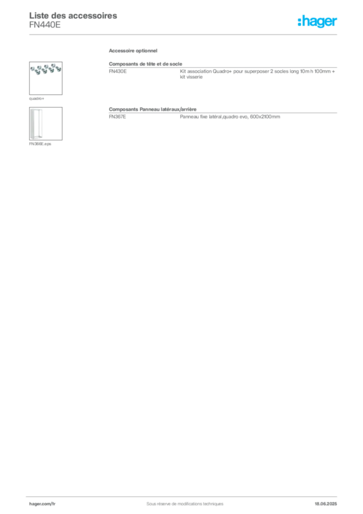 Image Hager Fiche technique du produit FN440E | Hager France