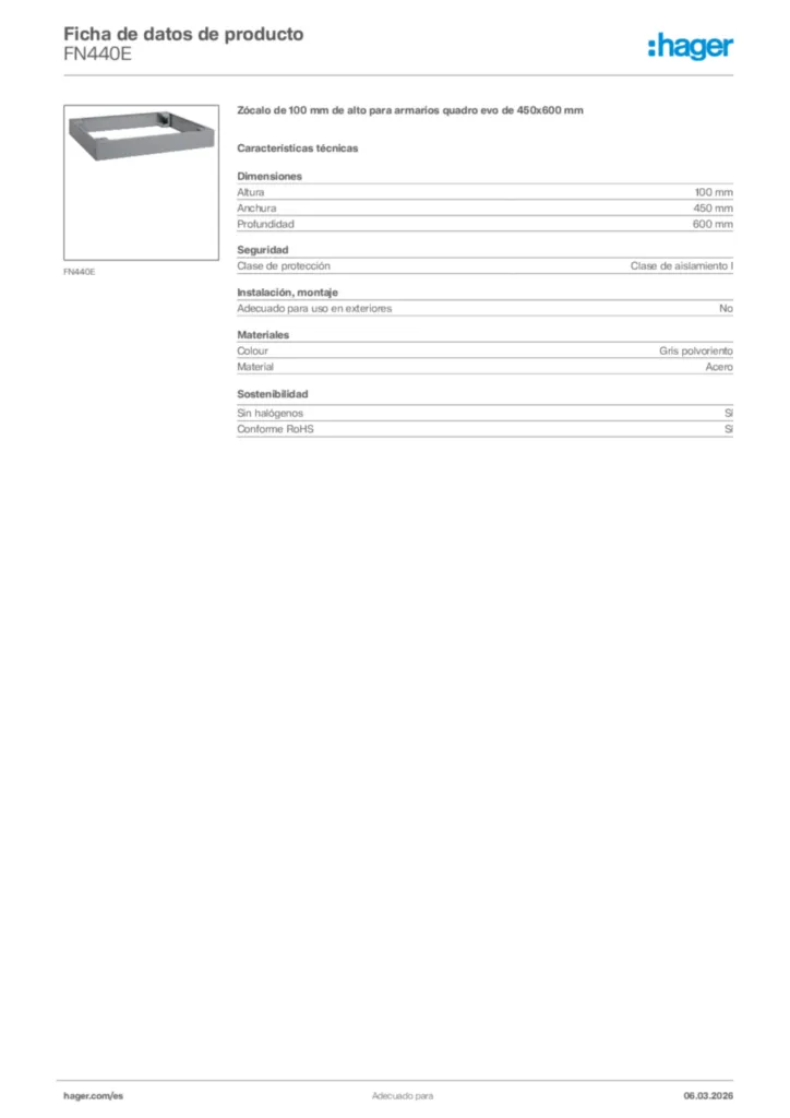 Imagen Hager Ficha de datos de producto FN440E | Hager España