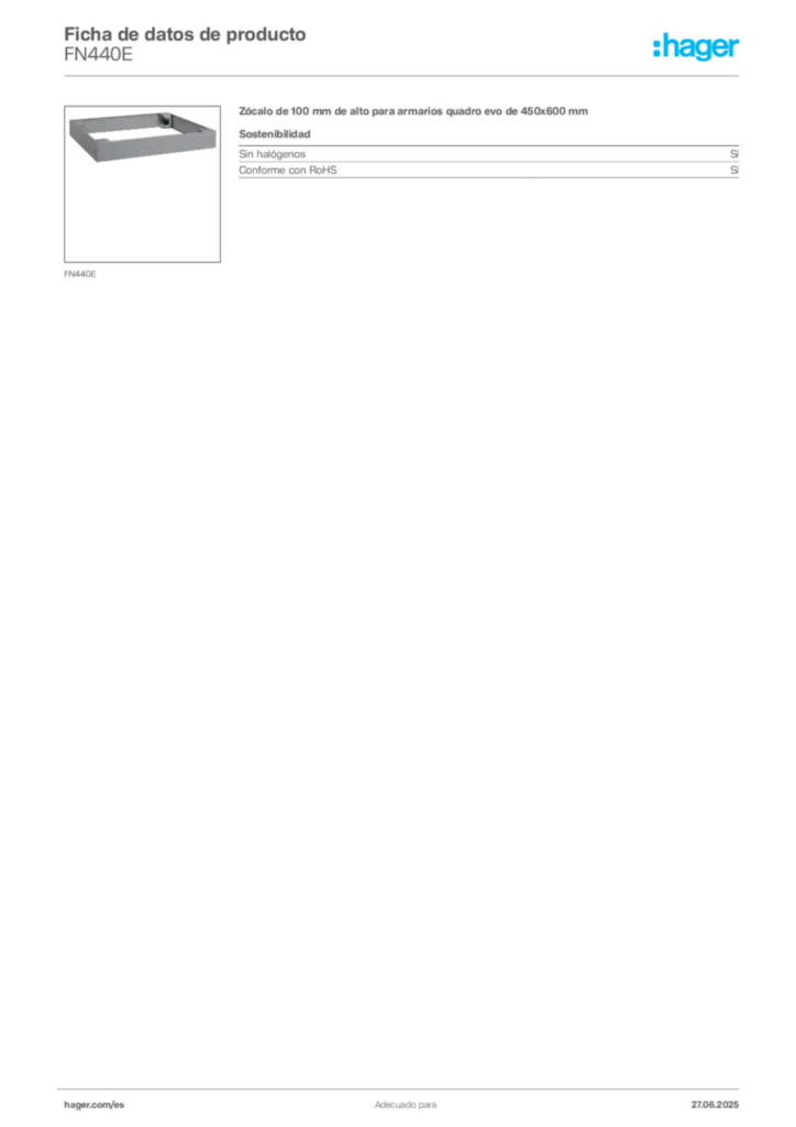 Imagen Hager Ficha de datos de producto FN440E | Hager España