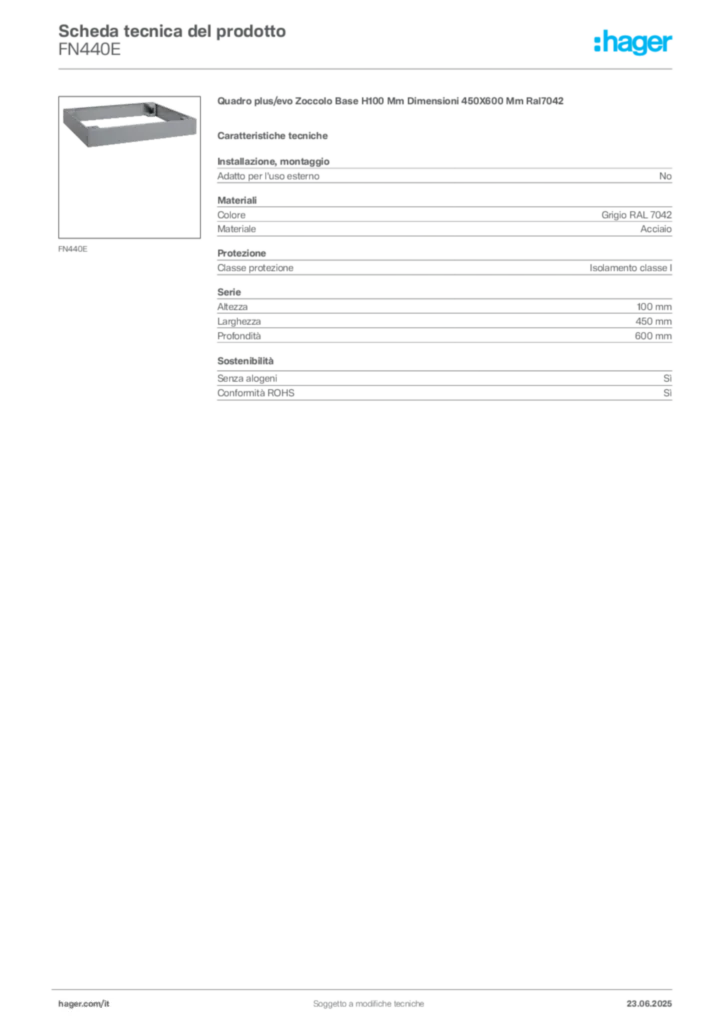 Immagine Hager Scheda tecnica del prodotto FN440E | Hager Italia