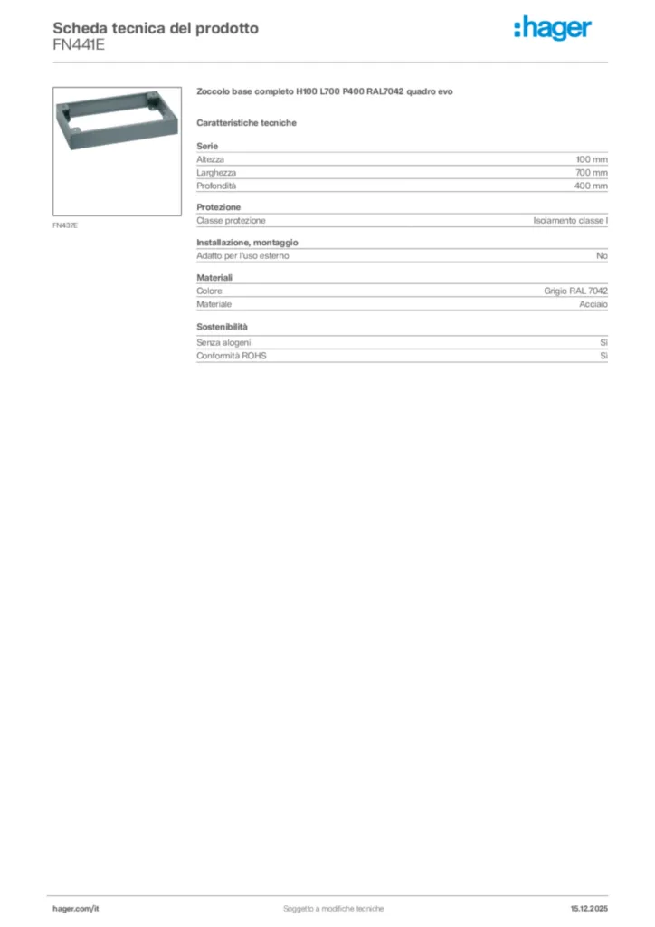 Immagine Hager Scheda tecnica del prodotto FN441E | Hager Italia