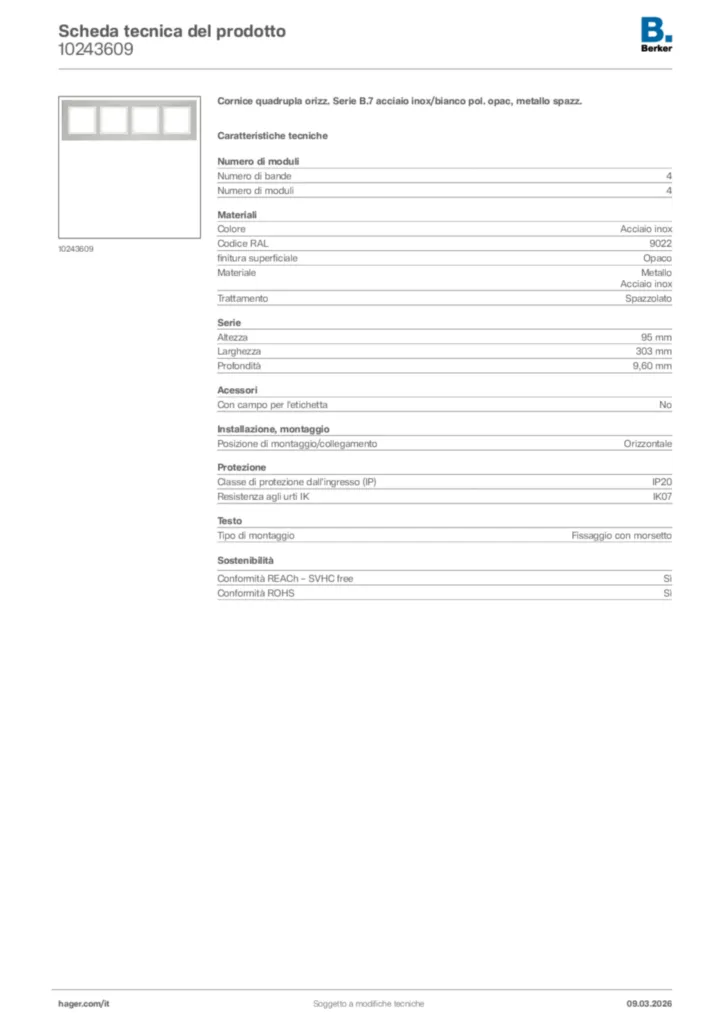 Immagine Berker Scheda tecnica del prodotto 10243609 | Hager Italia