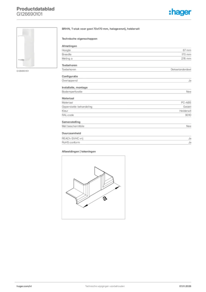 Afbeelding Hager Productdatablad G126690101 | Hager Nederland