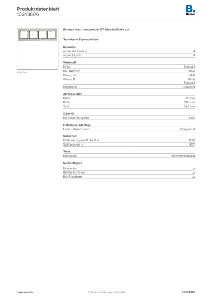 Bild Berker Produktdatenblatt 10243606 | Hager Deutschland