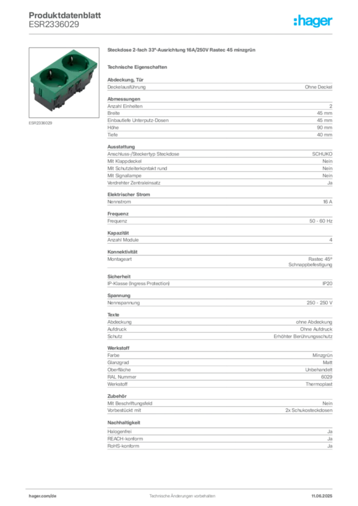 Bild Hager Produktdatenblatt ESR2336029 | Hager Deutschland