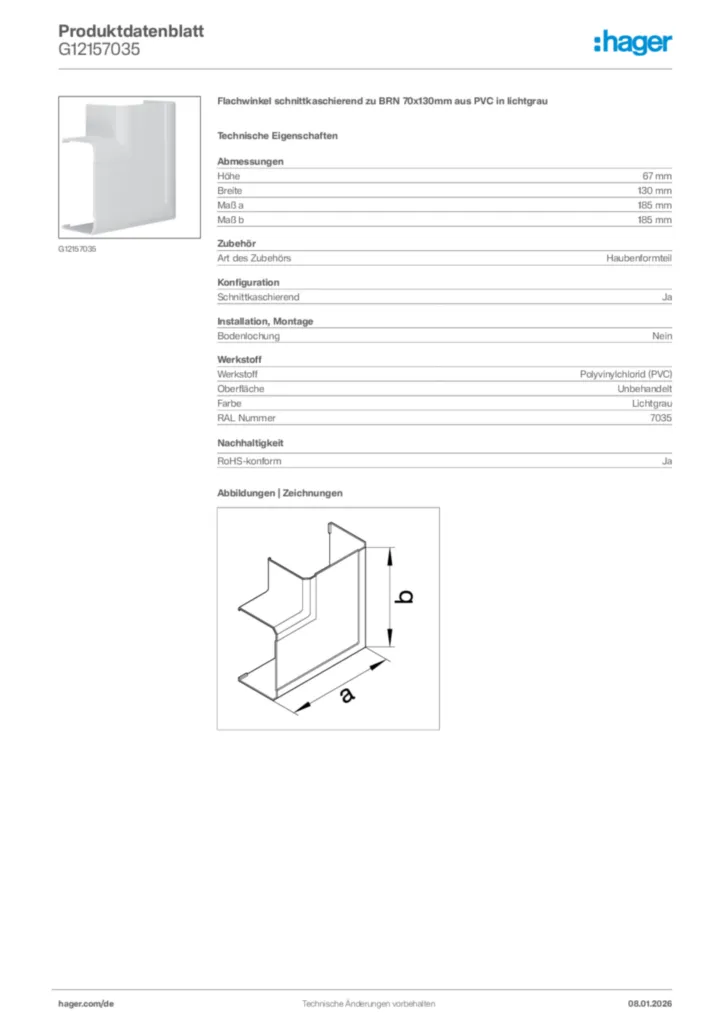 Bild Hager Produktdatenblatt G12157035 | Hager Deutschland