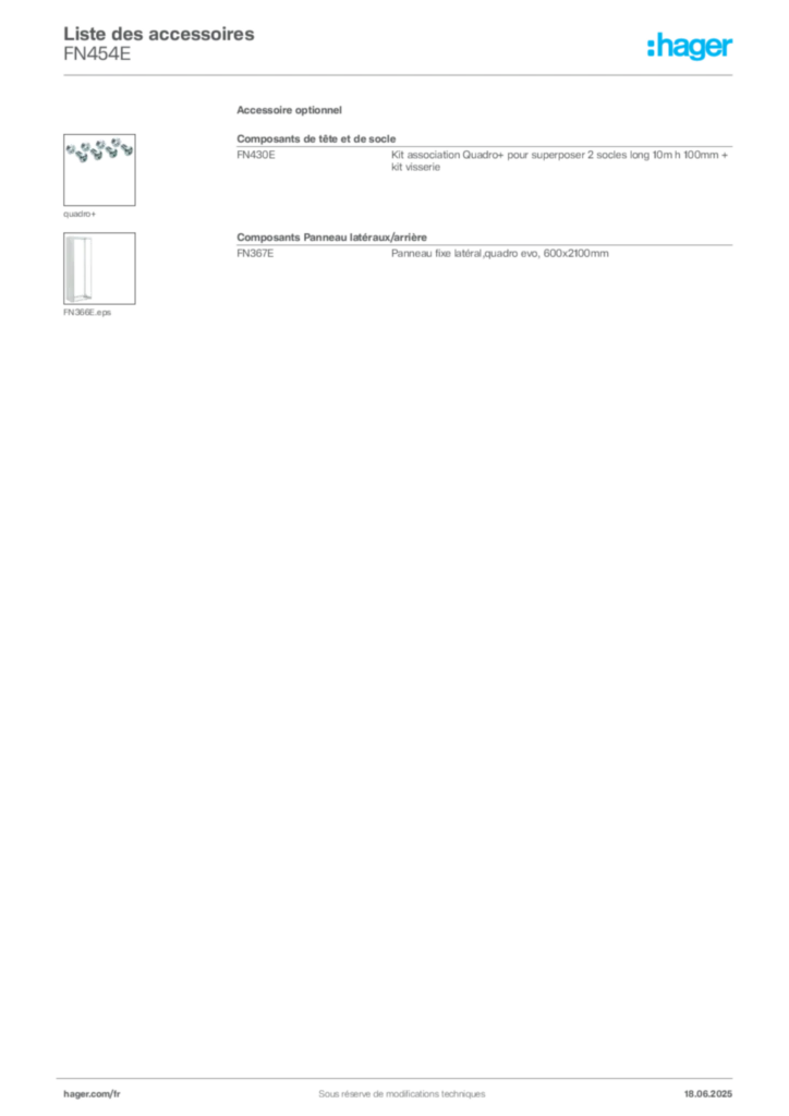 Image Hager Fiche technique du produit FN454E | Hager France