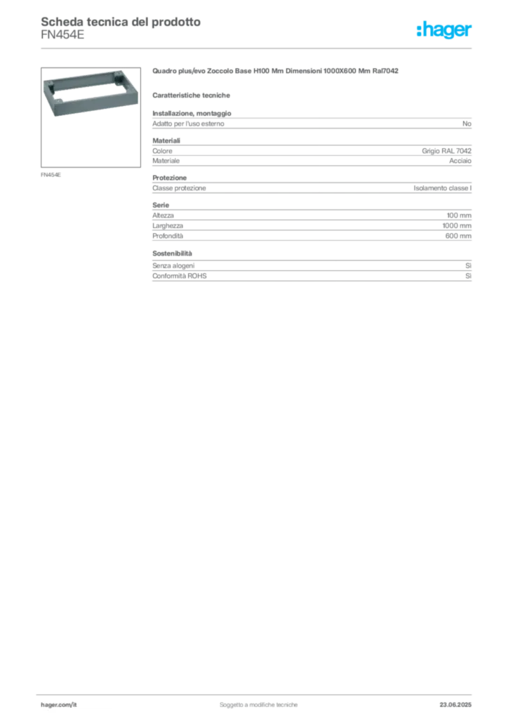 Immagine Hager Scheda tecnica del prodotto FN454E | Hager Italia